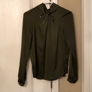 Banana Republic forest green blouse with loop neck